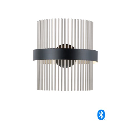 Et2 Chimes 2-Light 7" Wide Black / Satin Nickel Wall Sconce E34201-BKSN